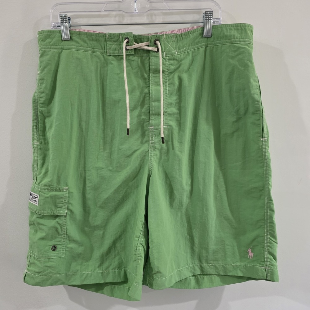 Polo Ralph Lauren Mens Swim Trunks Size Large Green Retro Colorful Beach